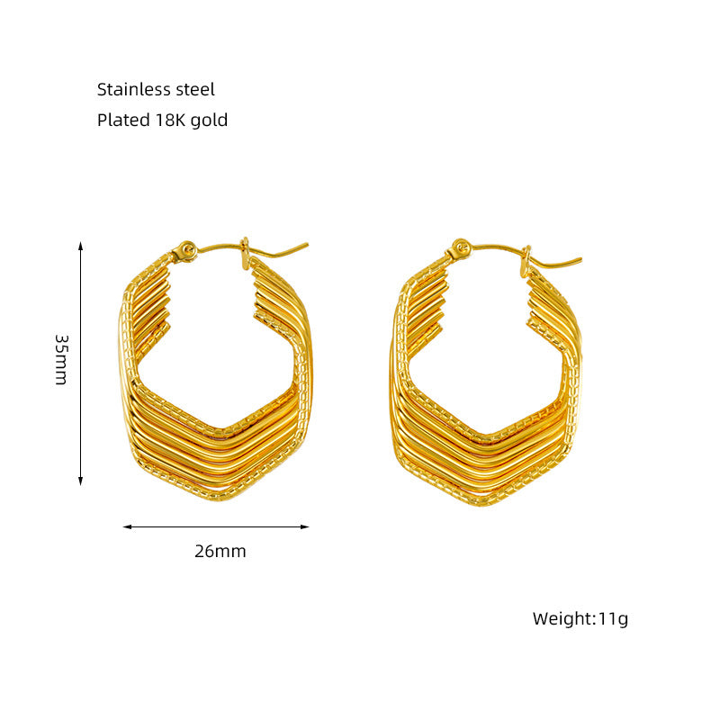 Women's Titanium Steel Retro Hollow High Sense Earrings