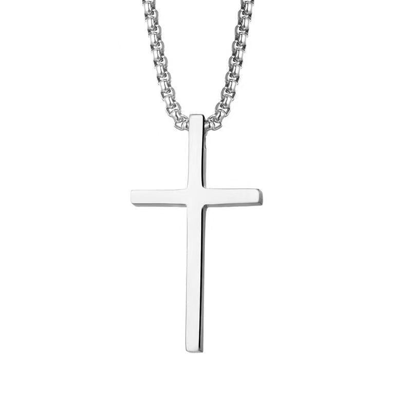 Men's Cross Titanium Steel Long Sweater Chain Necklaces