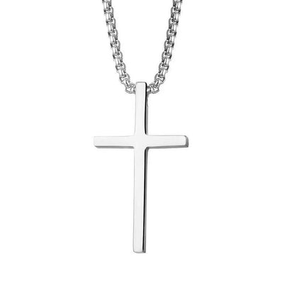 Men's Cross Titanium Steel Long Sweater Chain Necklaces