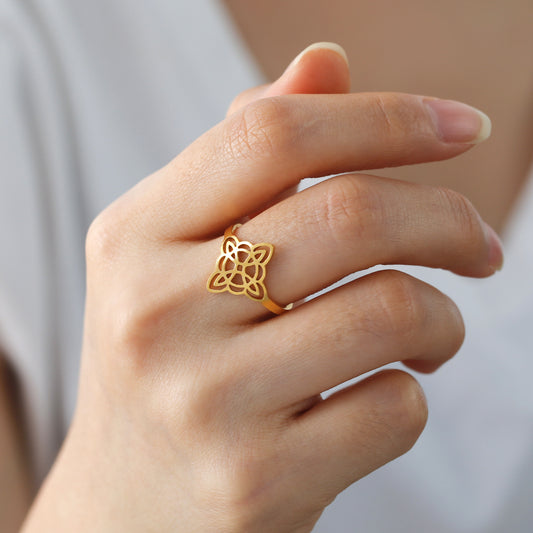 Women's Witch Knot Titanium Steel Adjustable Vintage Rings