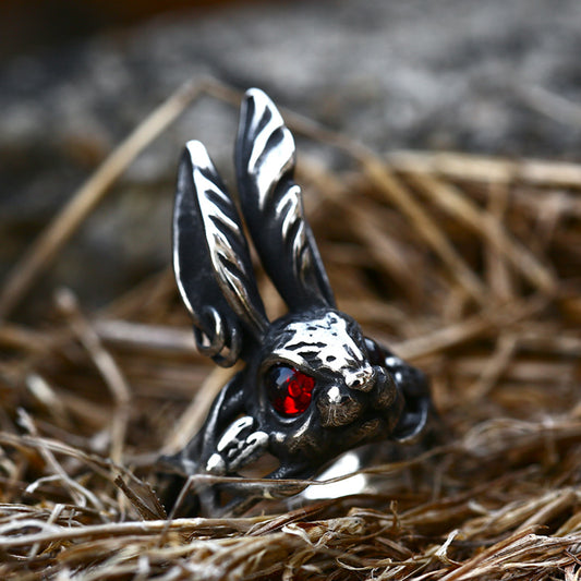 Men's Stainless Steel Zodiac Rabbit Ornament Retro Rings