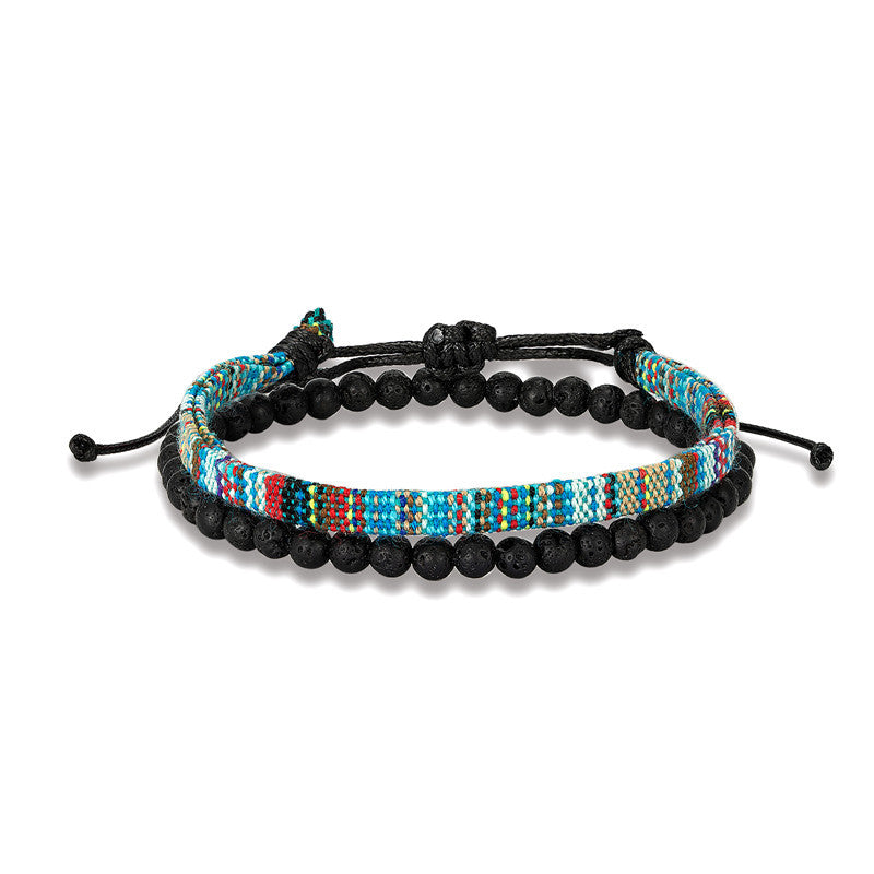 Men's Bohemian Style Hand Weaving Lava Volcanic Bracelets