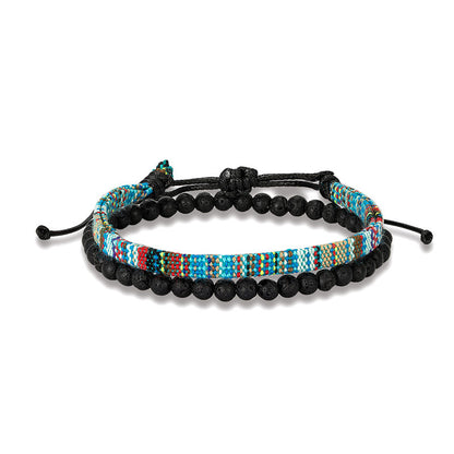 Men's Bohemian Style Hand Weaving Lava Volcanic Bracelets