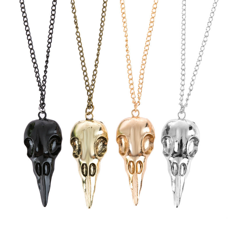 Dark Punk Three-dimensional Metal Crow Skull Pendants