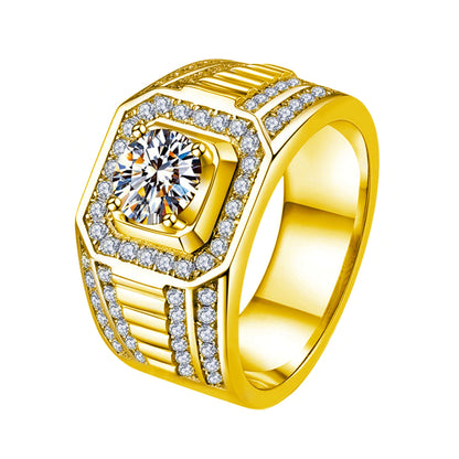 Plated Domineering Full Diamond Business Man's Rings