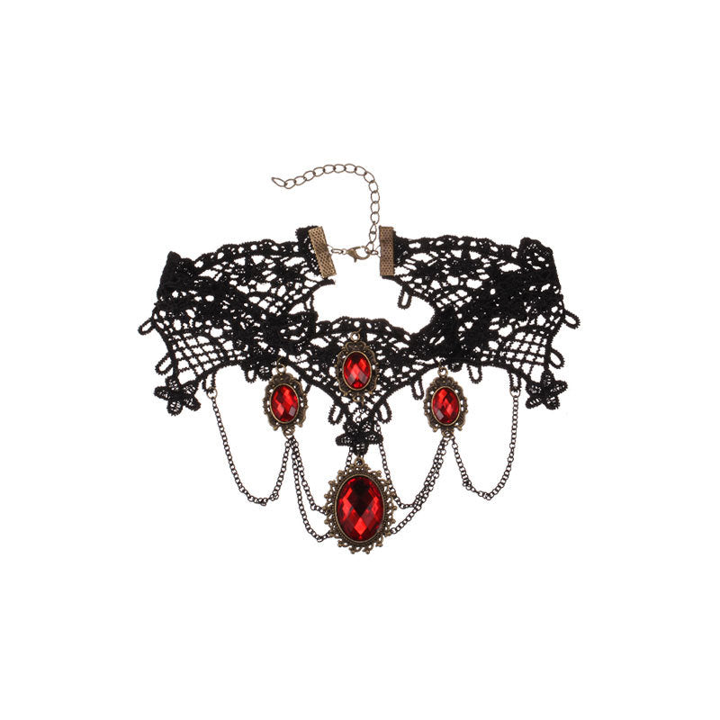 Gemstone Rose Accessories Female Dark Style Light Luxury Minority Necklaces