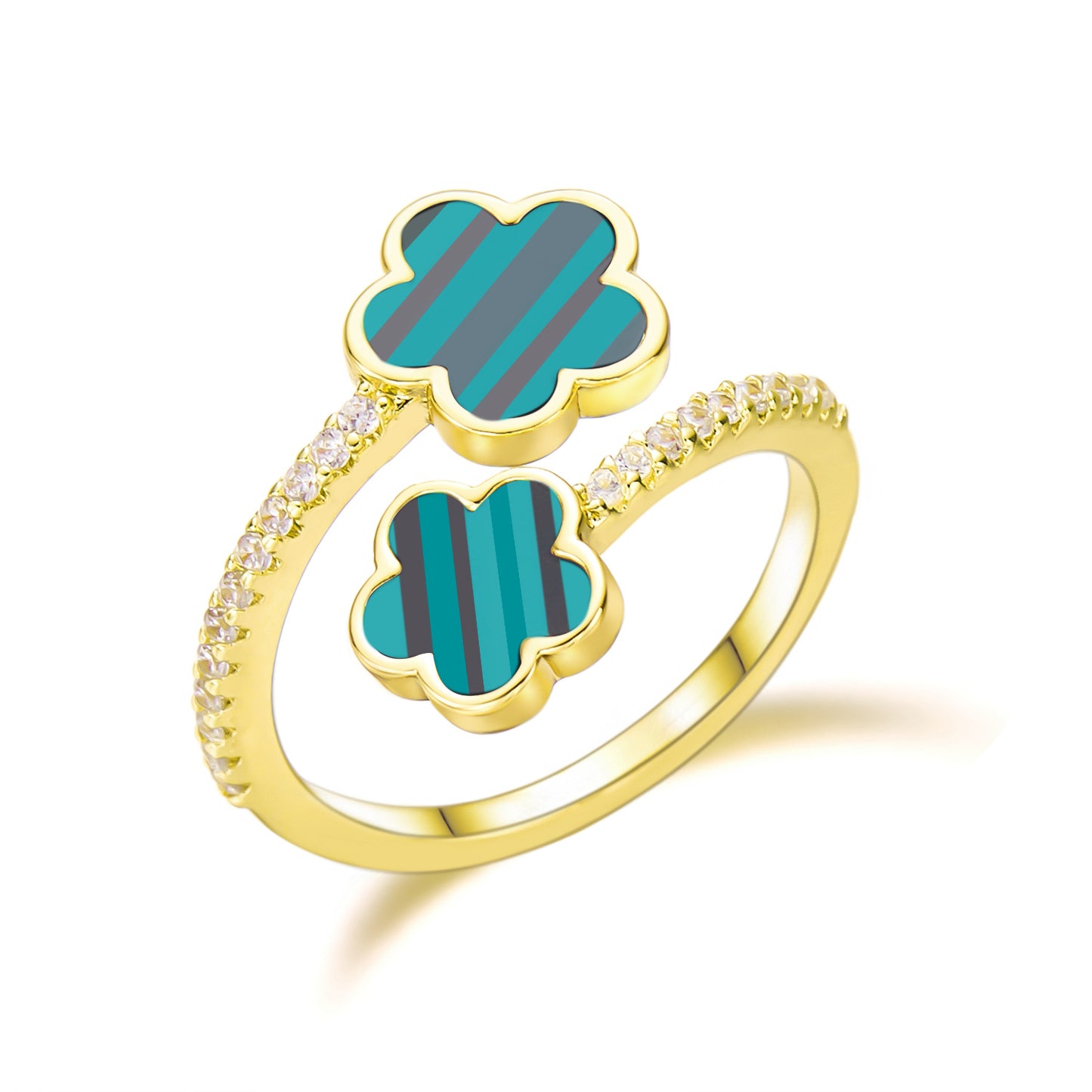 High Sense Five Petal Flower Open Inlaid Rings