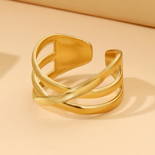 Titanium Steel Ornament Retro Geometric Stainless Opening Rings