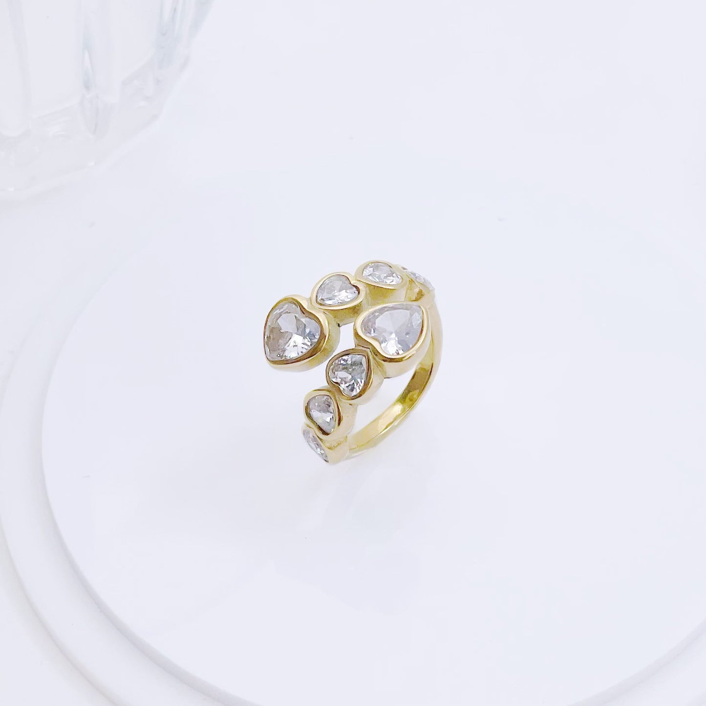 Design Peach Heart Zircon For Titanium Steel No Fading Rings