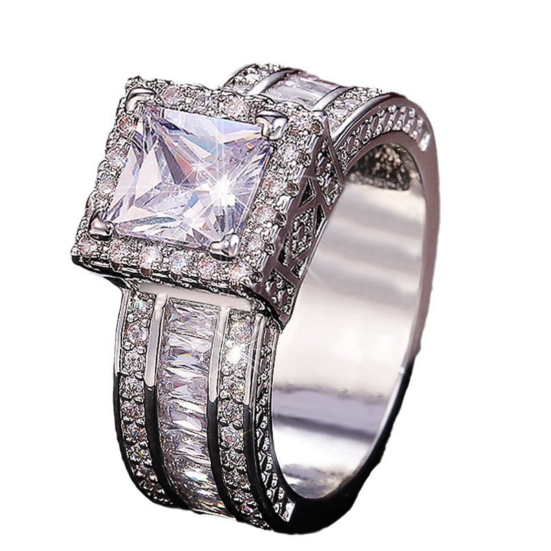 Rhinestone Square Fashion Female Engagement Proposal Rings