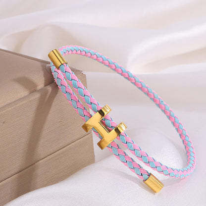 Rope Hard Pure Gold With Adjustable Titanium Steel Waterproof Bracelets