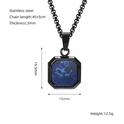 Women's & Men's Titanium Steel Hip Hop Turquoise Black Necklaces