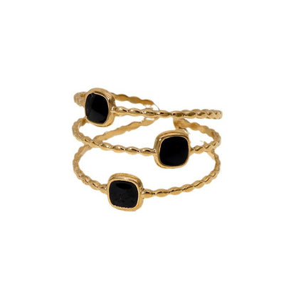 Women's Steel Geometric Open Drop Oil Gold Plated Minimalist Design Rings