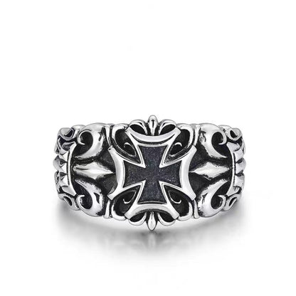 Men's Vintage Thai Sier Cross Open-end Personality Fashion Rings