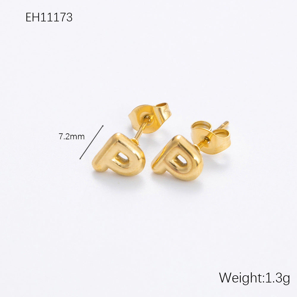 Women's Alphabet Letter Stainless Steel Gold-plated High-grade Affordable Luxury Earrings