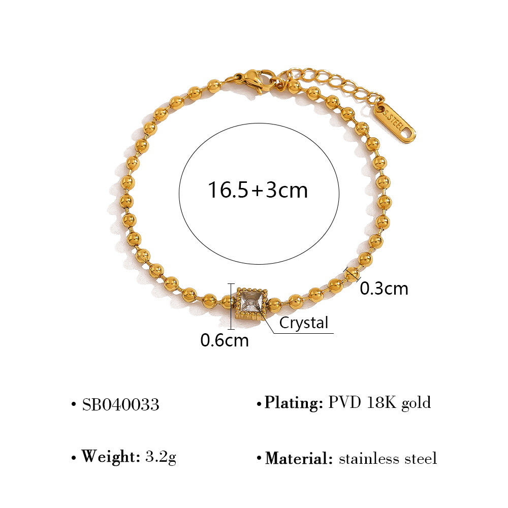 Women's Small Gold Bead Chain Suit Stainless Steel Simple Bracelets