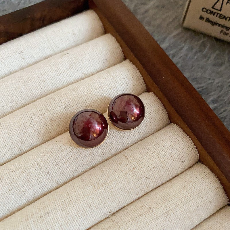 Gold Electroplated Sier Needle Red Dripping Earrings