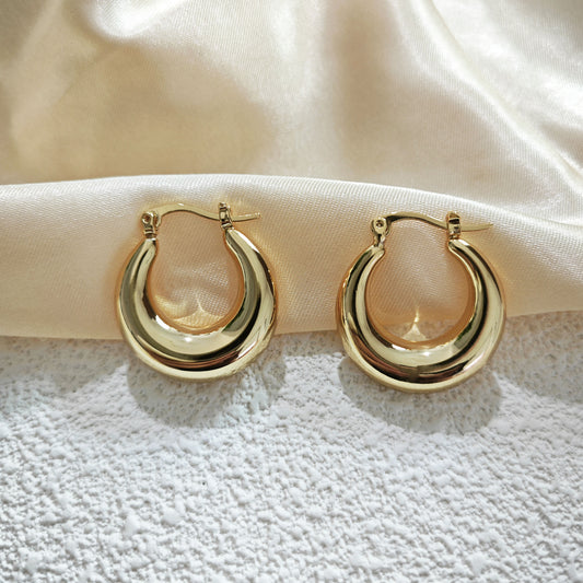 Women's Plated Real Gold Fashion Metallic Hollow Earrings