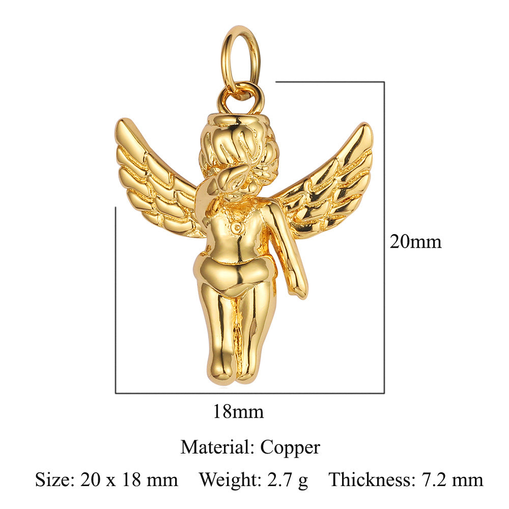 Copper Zircon Flower Angel Ornament Accessories Pendants