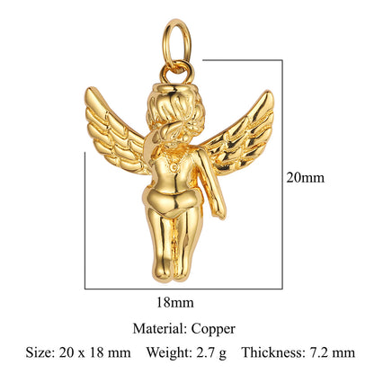 Copper Zircon Flower Angel Ornament Accessories Pendants