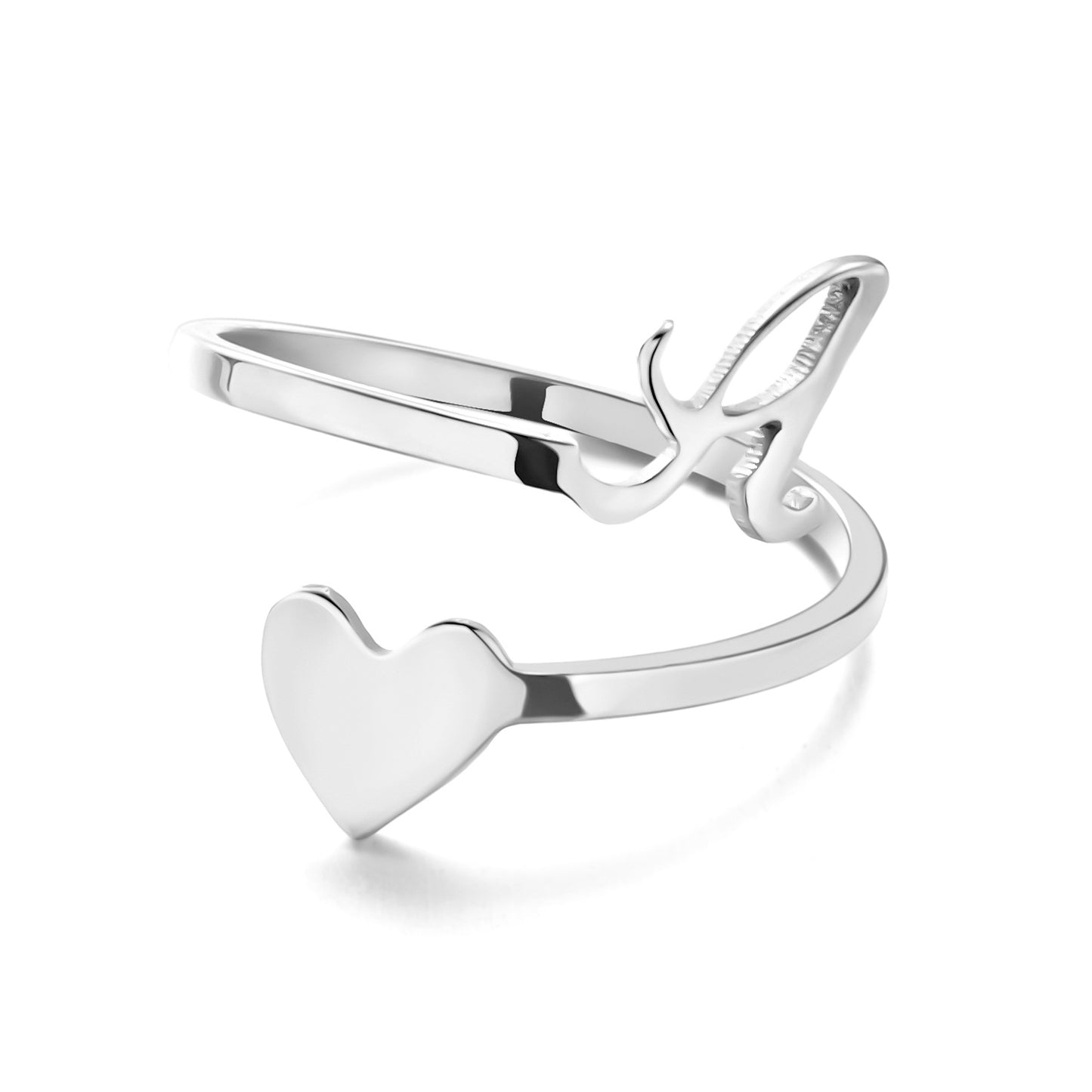 Popular Stylish Simple Letter Stainless Steel Open Three-dimensional Love Rings