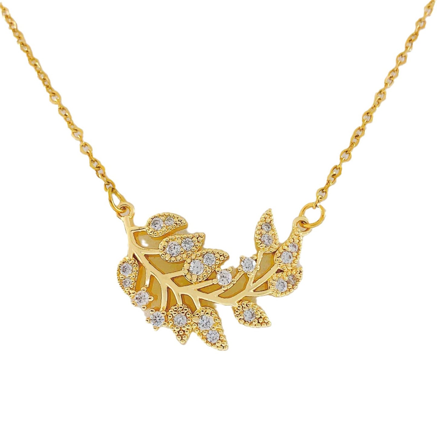 Women's Summer Leaf Copper Inlaid Zirconium Ornament High-grade Necklaces