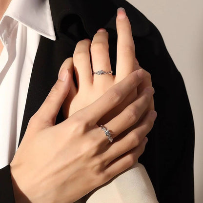 Couple With Rose Pair Of Valentine's Rings