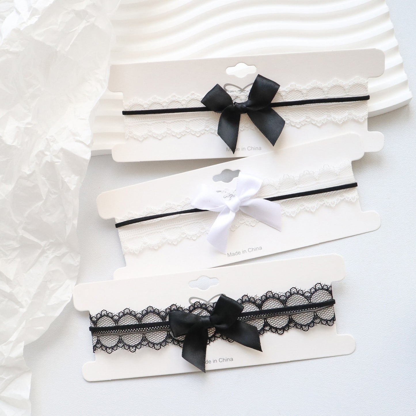 Ballet Girly Style Jewelry White Bow Black Necklaces