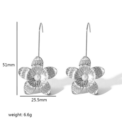 Gold Flower Female Niche Exaggerated Stainless Earrings