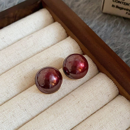Gold Electroplated Sier Needle Red Dripping Earrings