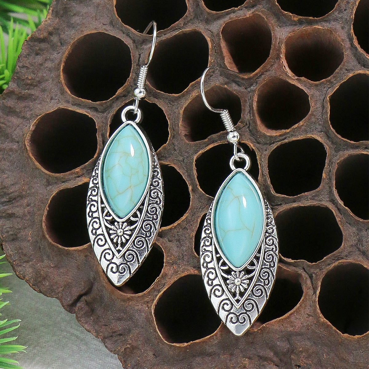 Turquoise Bohemian Tassel Geometric Alloy Vintage Earrings