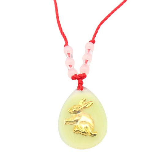 Rabbit Crystal Luminous Gold Zodiac Red Rope Pendants