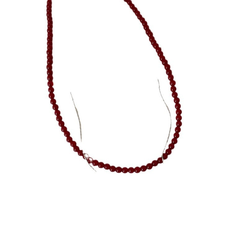 Style Red Beaded Snake Bones Chain Necklaces