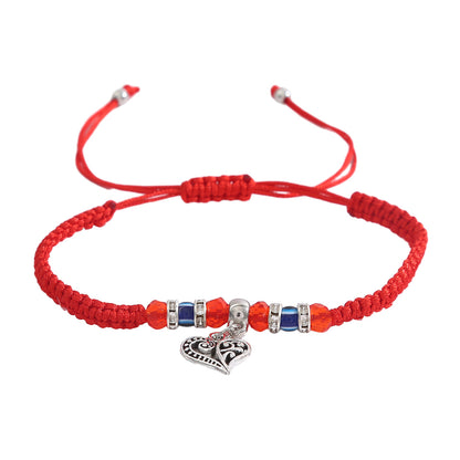 Women's Eye Palm Blue Red Rope Braid Bracelets