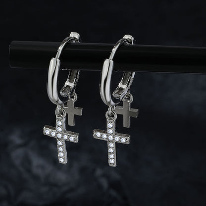 Men's Cross Tassel Trendy Unique Niche Design Earrings