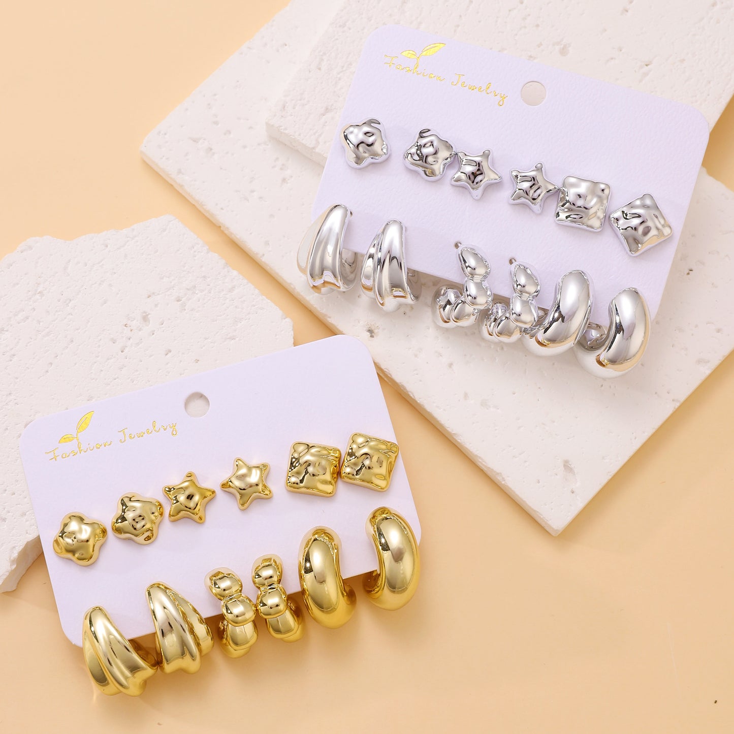 Women's Exaggerated Shaped Suit Personalized Gold Sier Earrings