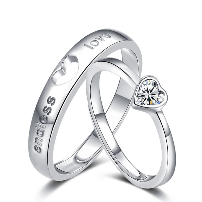 Women's & Men's Couple Hollow Heart Shape Diamond Long-distance Rings