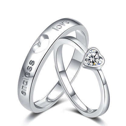 Women's & Men's Couple Hollow Heart Shape Diamond Long-distance Rings