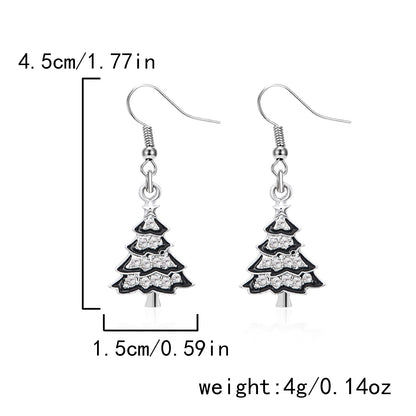 Christmas Tree Hat Santa Claus Asymmetric Earrings