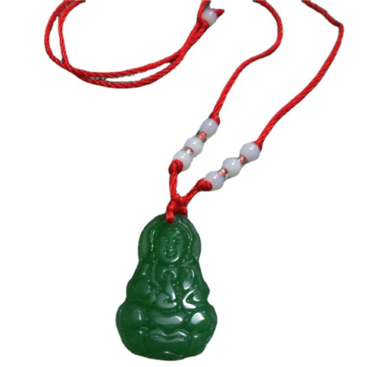 Women's & Men's Imitation Jade Beaded Avalokitesvara Buddha Ornament Pendants