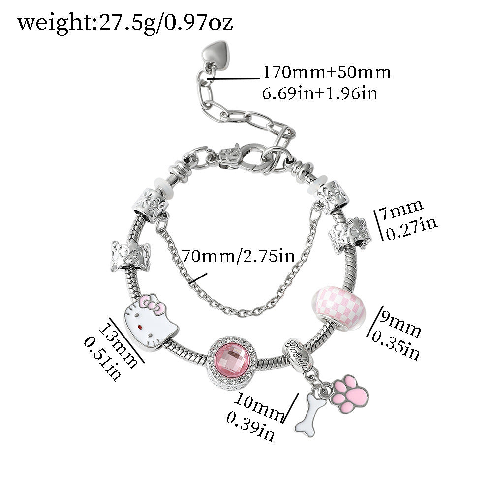 Anime Hello Kitty Clow Beaded Ornament Bracelets