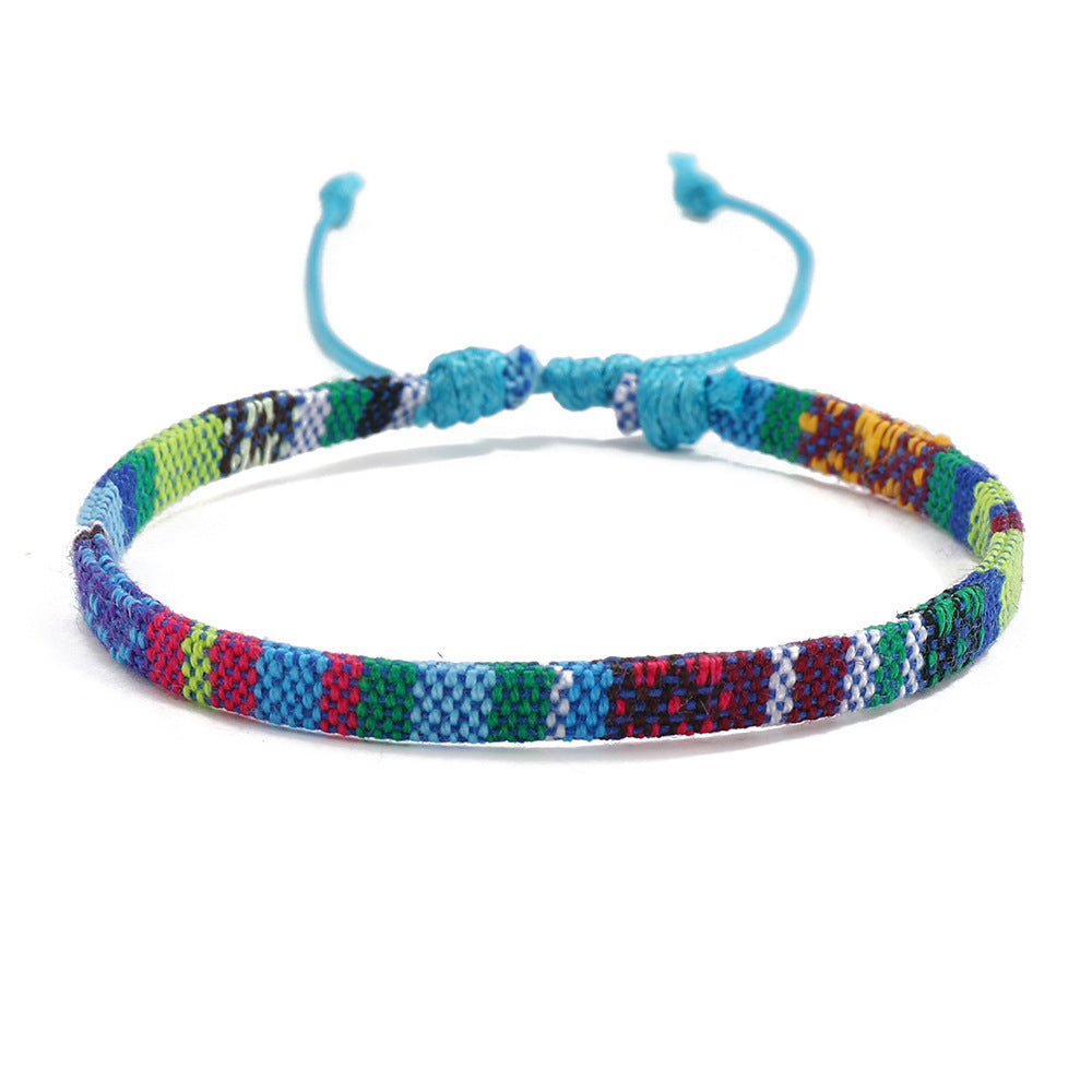 Colorful Bohemian Style Cotton Linen Fabric Woven Bracelets