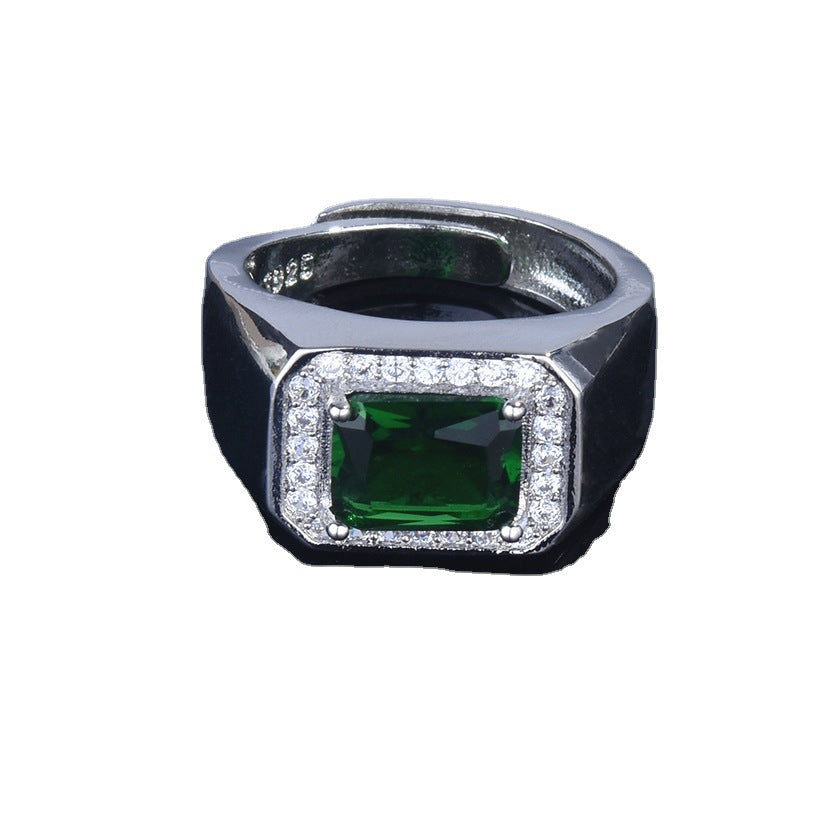 Men's Diamond Domineering Opening Inlaid Sapphire Live Rings