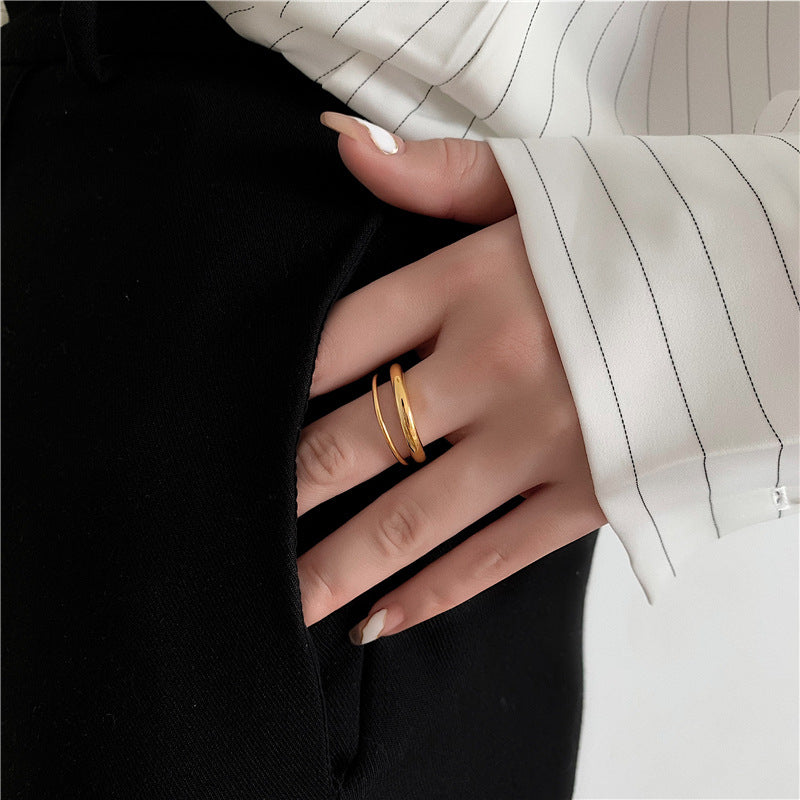 Simple Cold Style Titanium Steel Female Rings