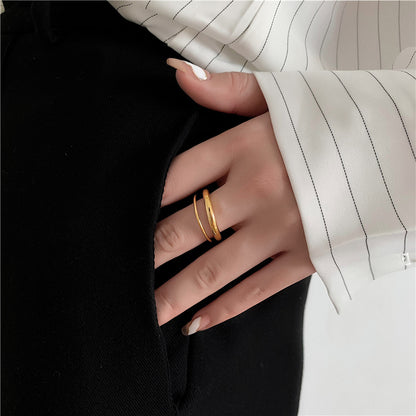 Simple Cold Style Titanium Steel Female Rings