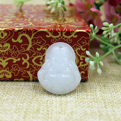 Safety Buckle Imitation Jade Glass White Peace Stall Temple Pendants