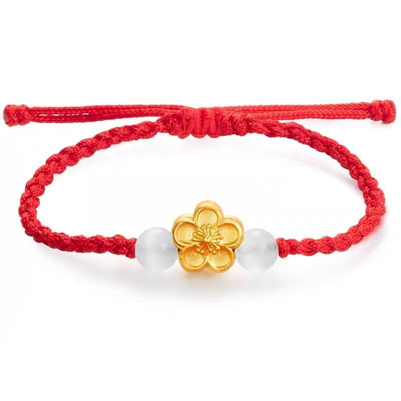 Luck Beads Female Braided Rope Flower Cherry Bracelets