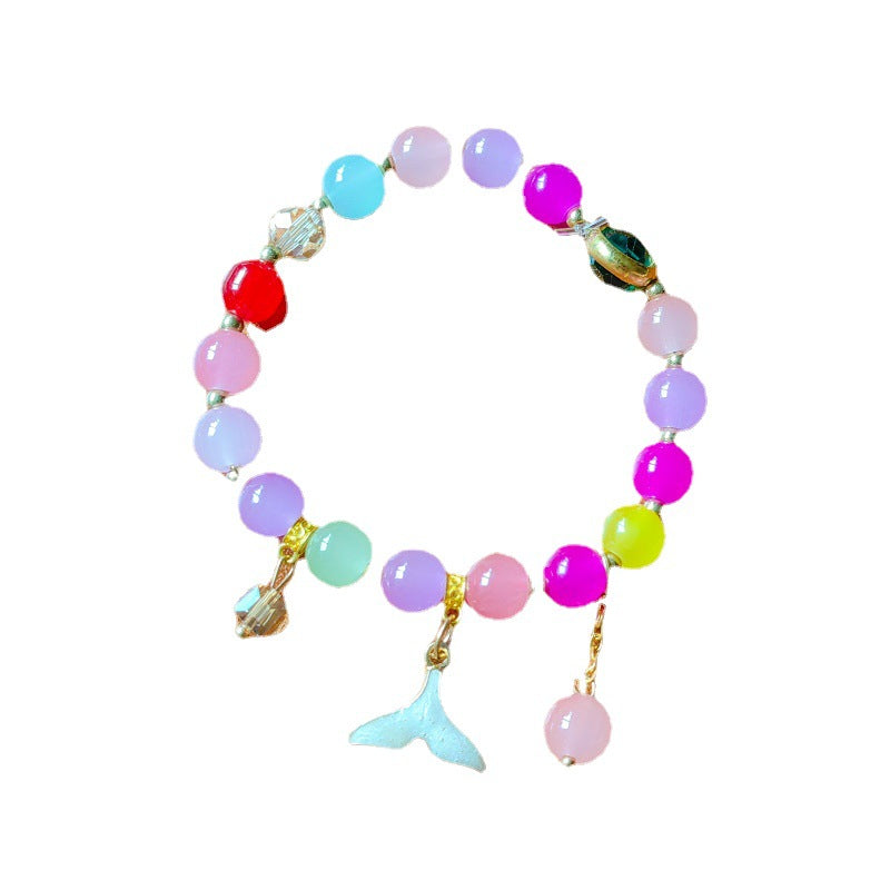 Crystal Fishtail Female Fresh Colored Glass Glaze Beaded Bracelets