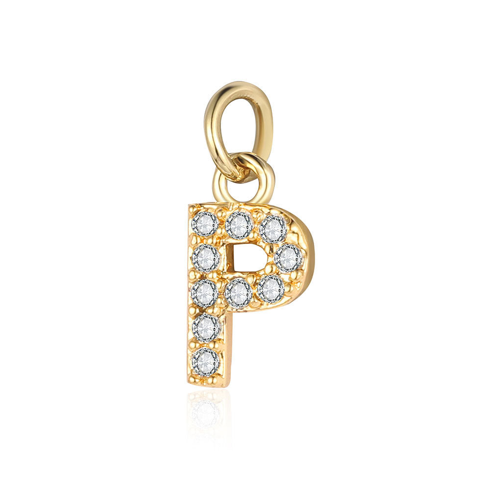 English Letters Copper Zircon Ornaments Accessories Yellow Gold Pendants