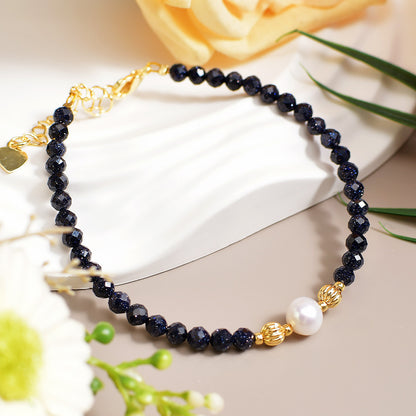 Women's Starry Sky Blue San Natural Freshwater Pearl For Bracelets